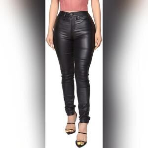 NWT WAYRUNZ High Waisted Faux Leather Pants Leggings, Junior Size 9